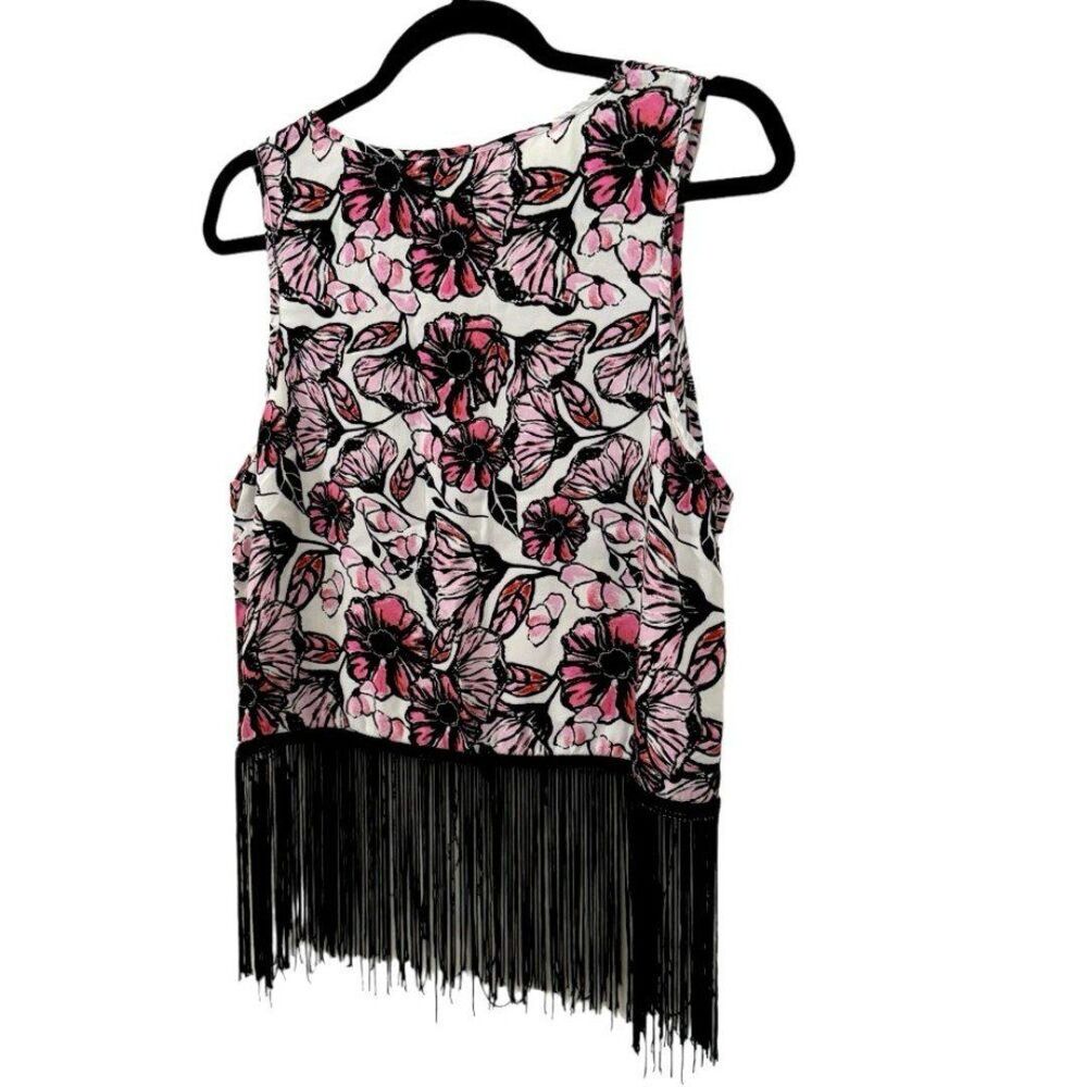 Aquamar Pink and Black Fringe Tank Top Size Small - Picture 5 of 5